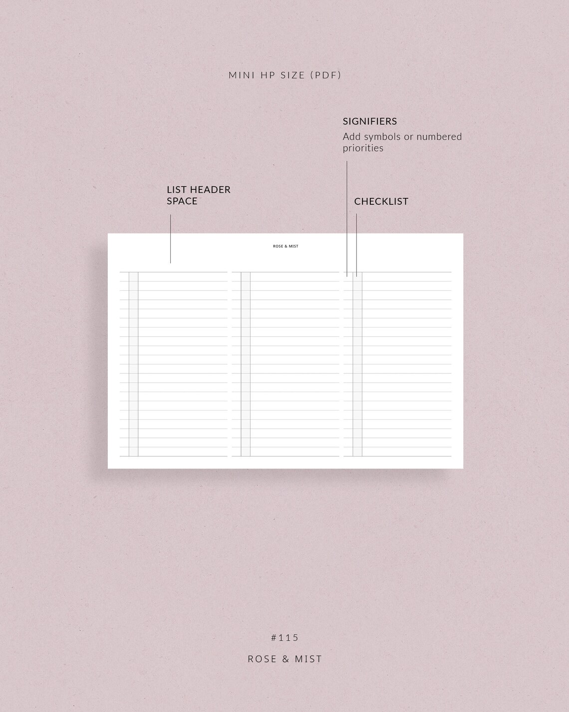Horizontal Checklist | Mini HP Printable Planner - to Do List, Daily ...