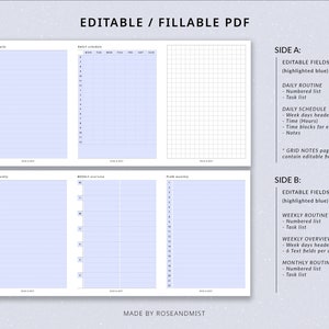 Routine Planner Reference Tri-fold | Planner Printable - Daily Routine ...