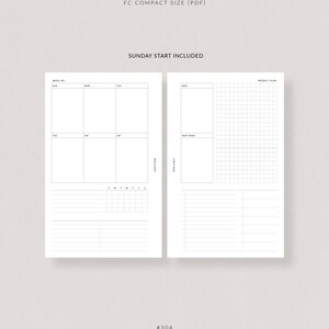 Weekly Planner WO2P + Tracker | FC Compact Planner Printable - Habit ...
