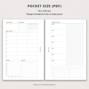Weekly Planner + Meal Planner WO2P | Pocket Printable Planner - Habit ...