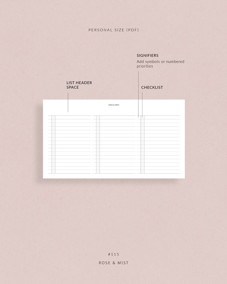 Horizontal Checklist | Personal Printable Planner - to Do List, Bullet ...