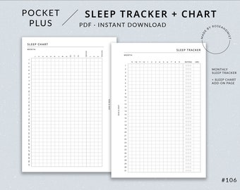 Sleep Tracker + Sleep Chart | Pocket Plus Printable Planner - Sleep insert printable, Pocket Plus insert, Pocket XL, Sleep graph, Sleep log
