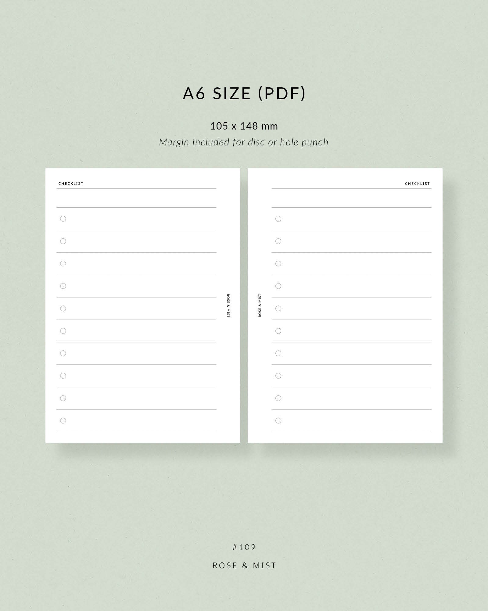 Large Checklist Large Checklists | A6 Printable Planner - to Do List, Inbox, Brain Dump ...