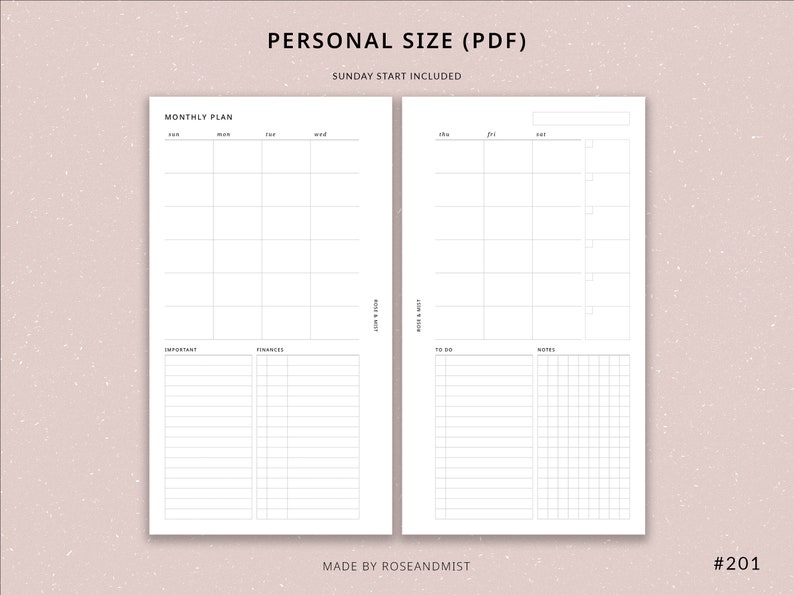 Monthly Planner Undated MO2P | Personal Printable Planner - Month at a ...