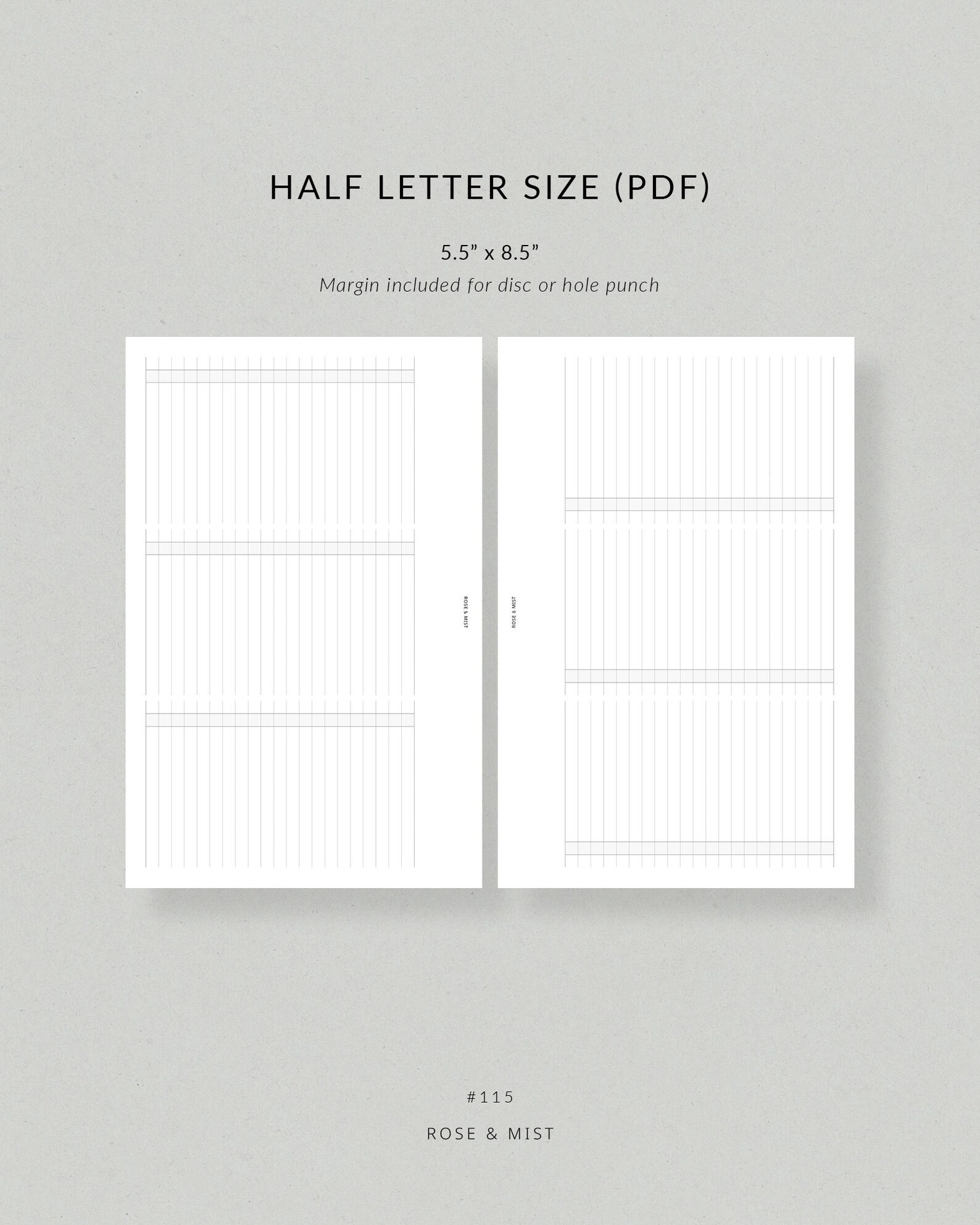 Horizontal Checklist | Half Letter Printable Planner - to Do List ...