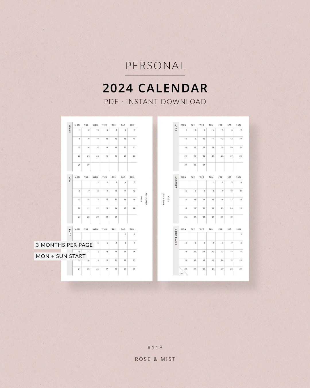 Filofax Personal Professional Year Planner 2024 - German Language Leporello Style