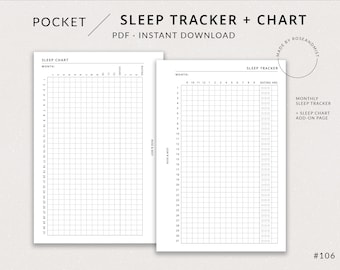 Sleep Tracker + Sleep Chart | Pocket Printable Planner - Sleep log printable, Sleep graph, Pocket insert, Wellness planner, Self care insert