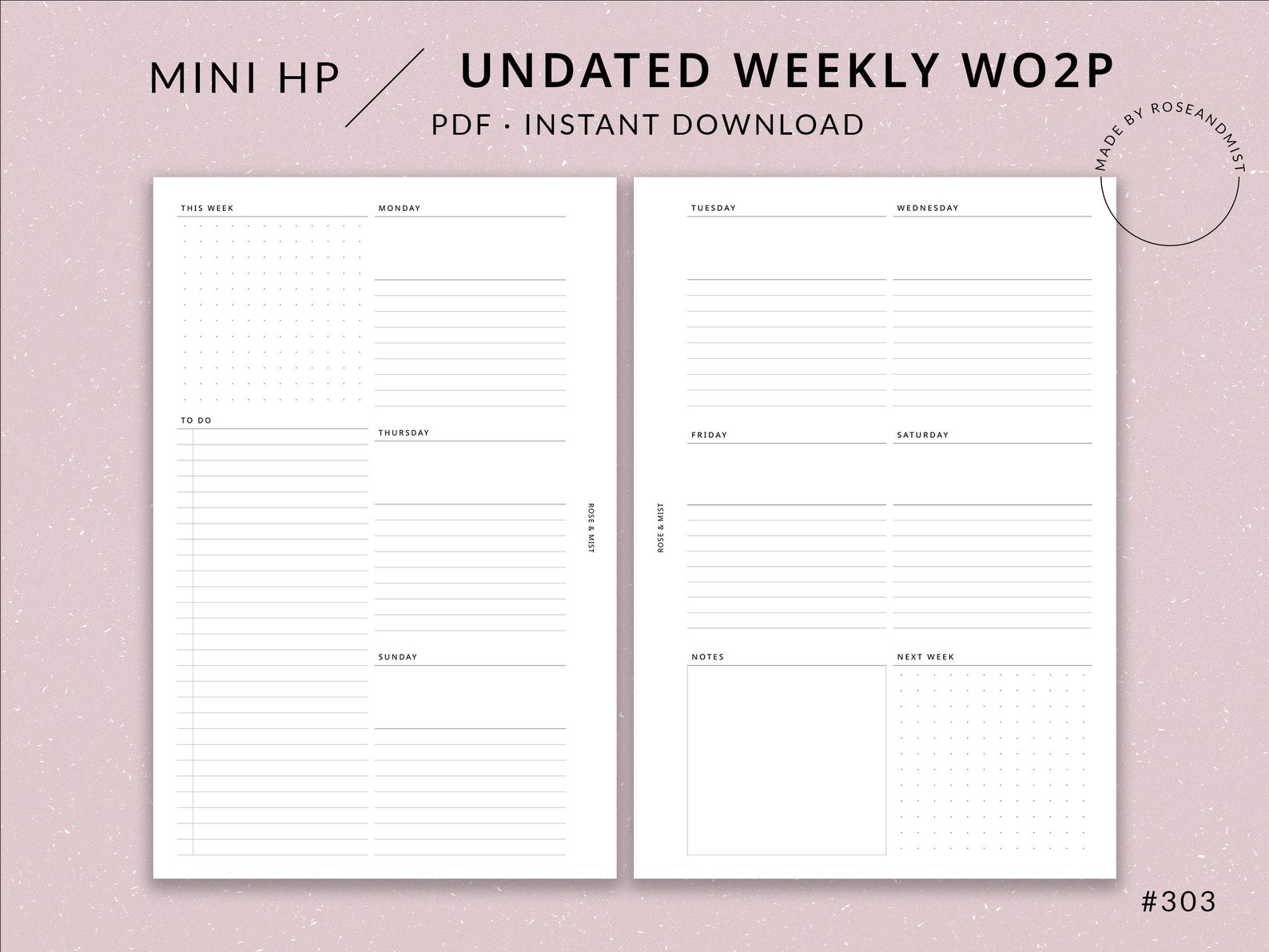 Weekly Planner WO2P | Mini HP Printable Planner - Mini Happy Planner ...