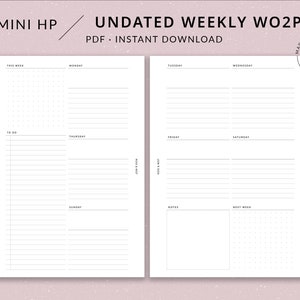 Weekly Planner WO2P | Mini HP Printable Planner - Mini Happy Planner ...