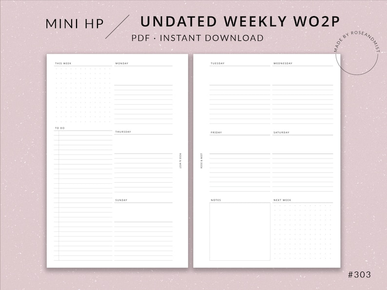 Weekly Planner WO2P | Mini HP Printable Planner - Mini Happy Planner ...