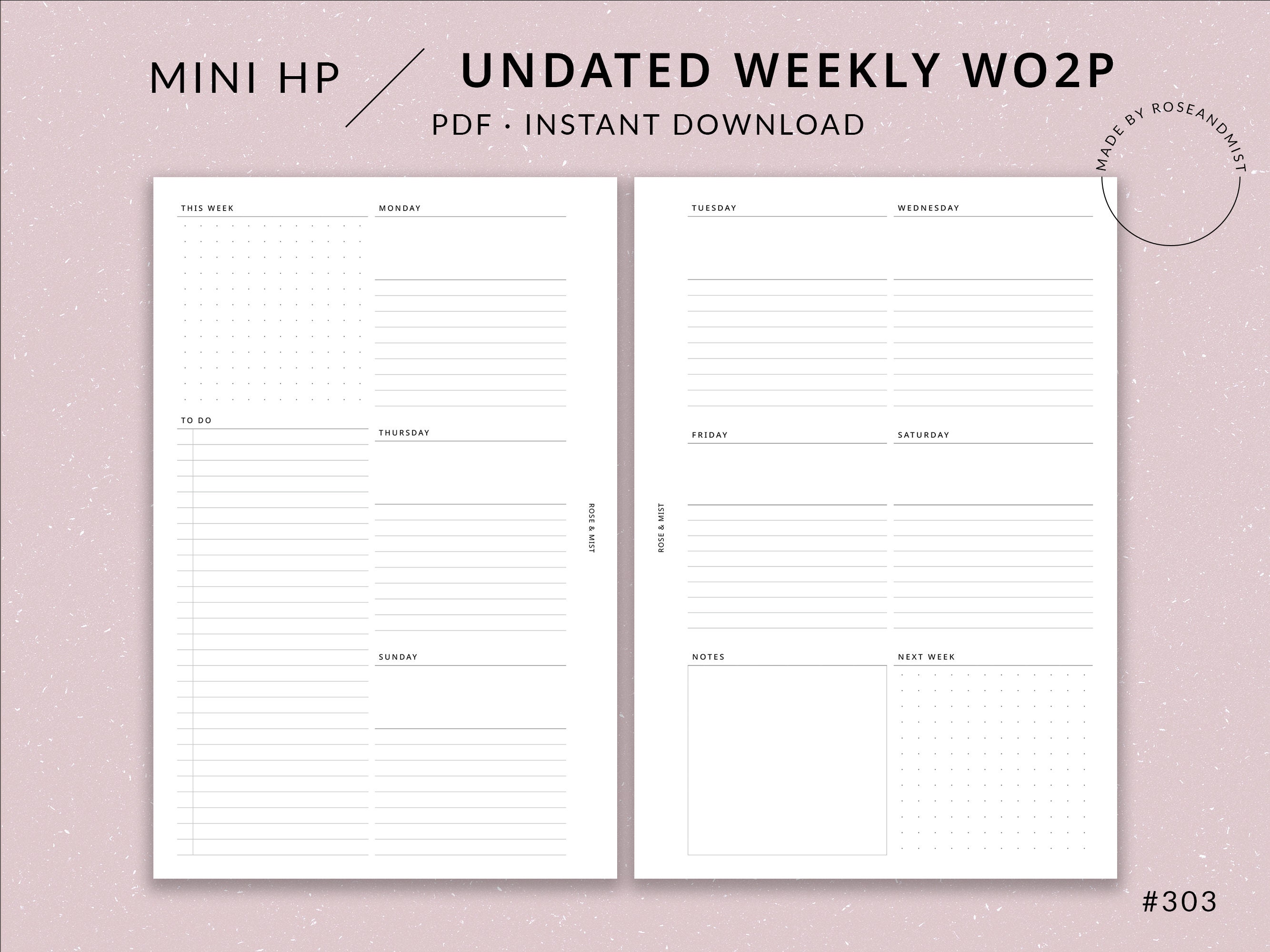 Weekly Planner WO2P | Mini HP Printable Planner - Mini Happy Planner ...