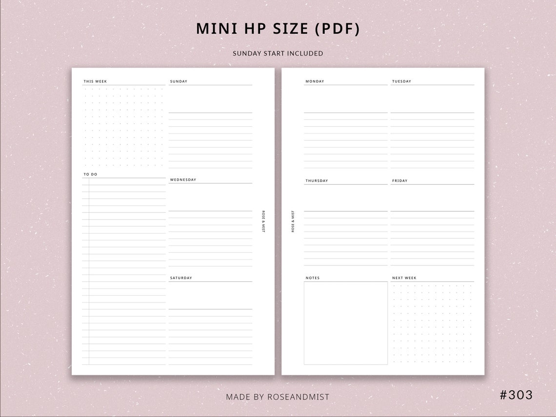 Weekly Planner WO2P | Mini HP Printable Planner - Mini Happy Planner ...