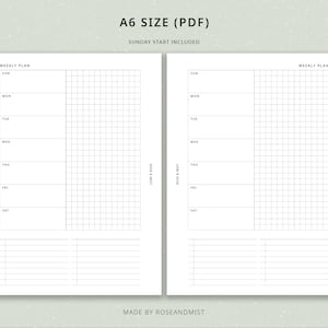 Undated Weekly Planner WO1P | A6 Printable Planner - A6 Planner Inserts ...