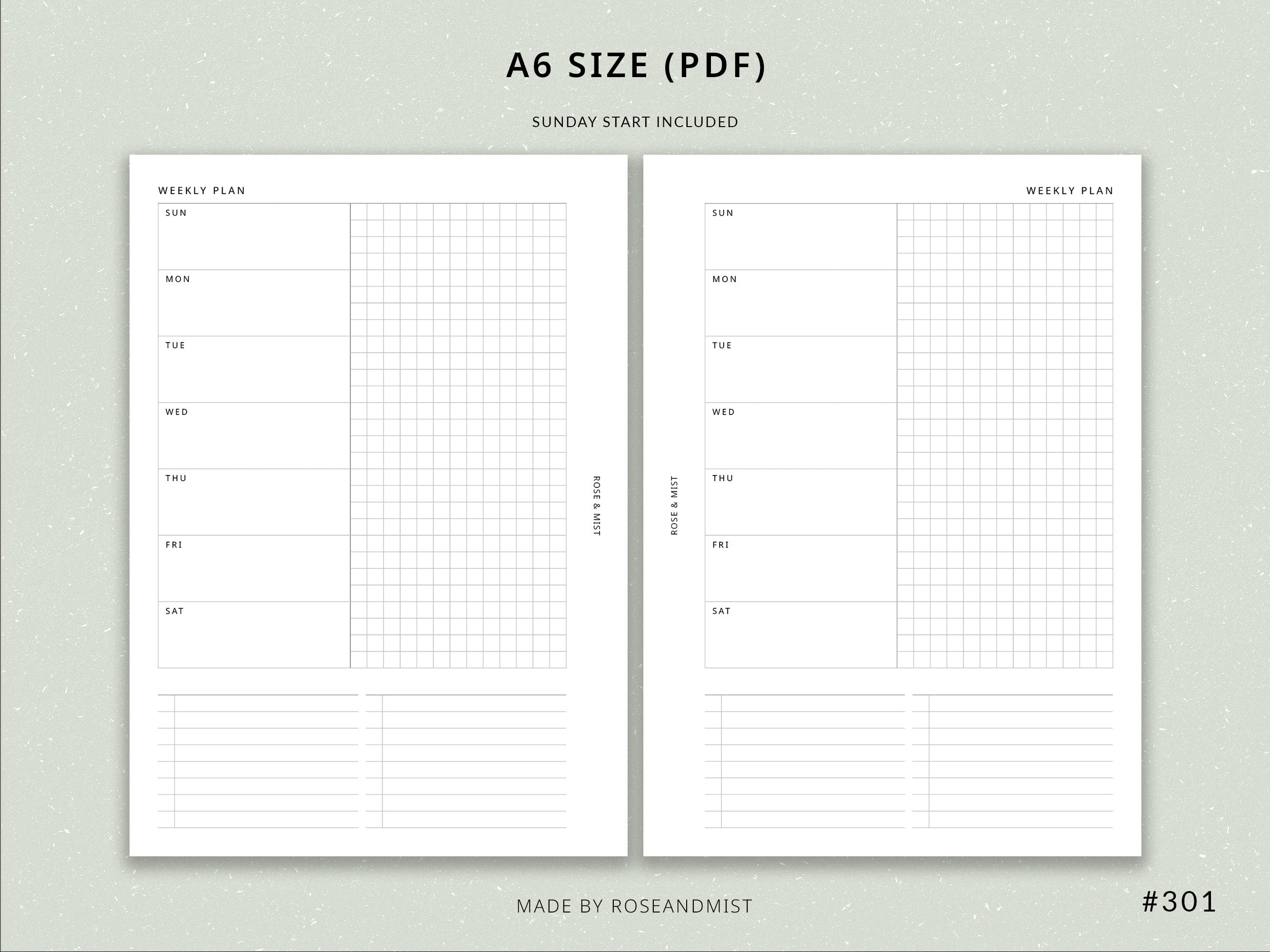 Undated Weekly Planner WO1P A6 Printable Planner A6 Planner Inserts ...