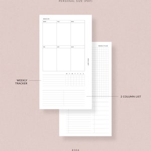 Weekly Planner WO2P + Tracker | Personal Printable Planner - Personal ...