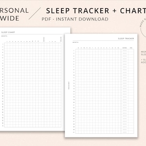 Slaap Tracker + Slaap Grafiek | Personal Wide Printable Planner - Slaapgrafiek, Maandelijkse slaapregistratie, Persoonlijke brede inserts, Wellness planner