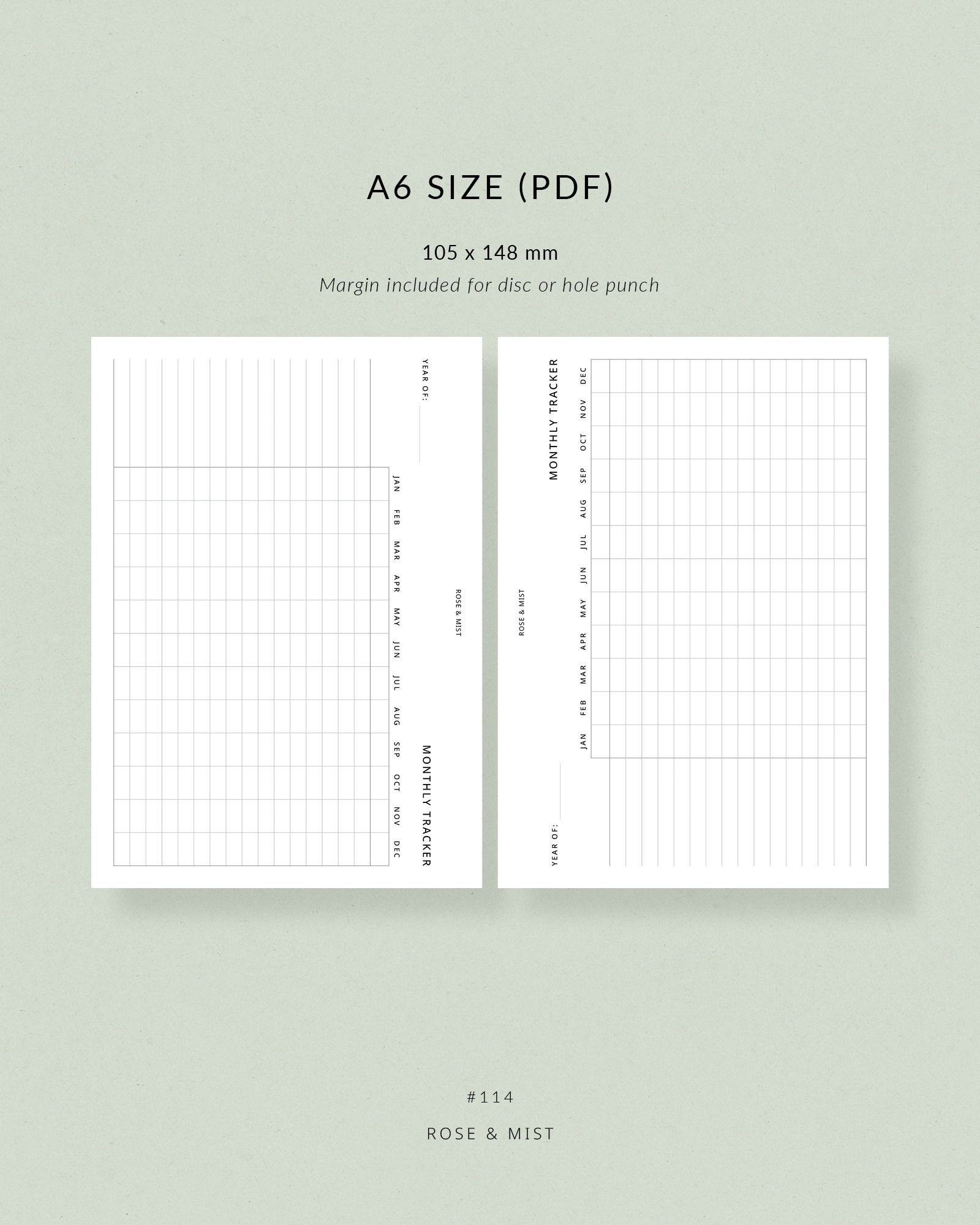 Monthly Tracker | A6 Planner Printable - Yearly View, A6 Planner ...