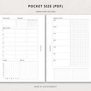 Weekly Planner + Meal Planner WO2P | Pocket Printable Planner - Habit ...