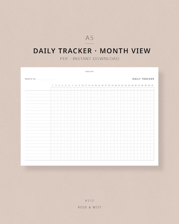 Daily Tracker | A5 Planner Printable - Daily habit tracker, Monthly tracker, A5 planner inserts, Daily routine