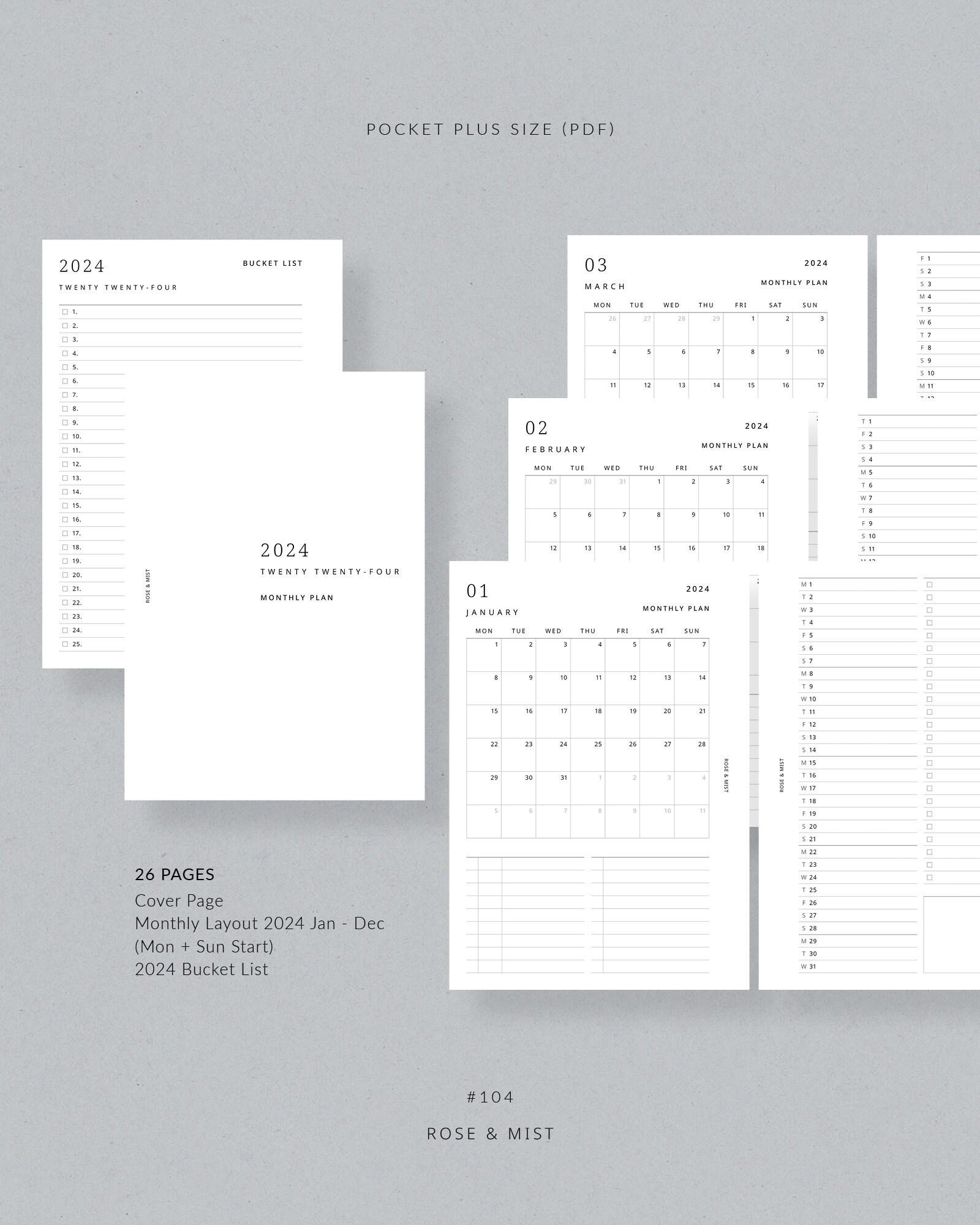 2024 Monthly Planner MO2P POCKET PLUS Printable Planner Dated Monthly ...