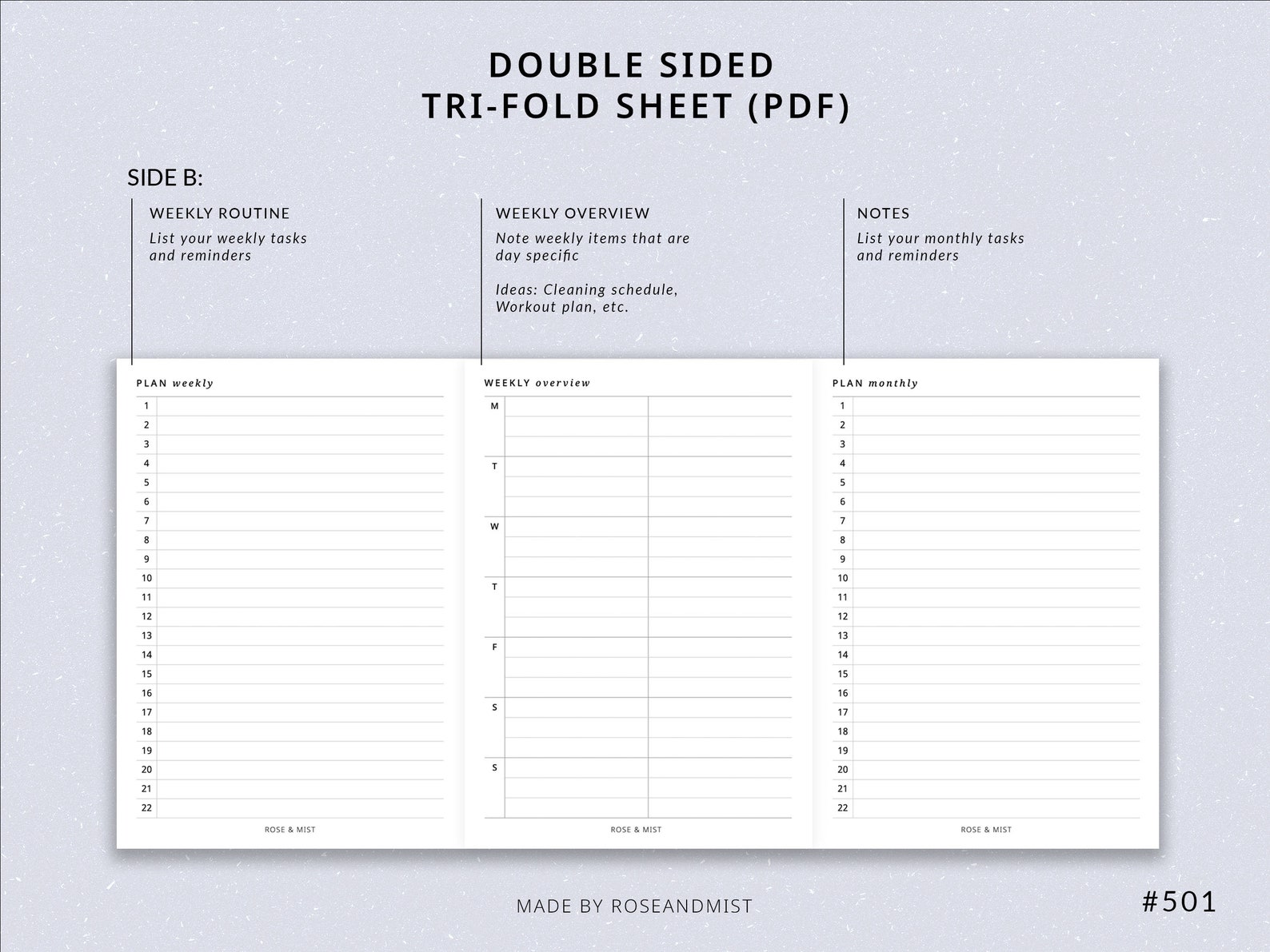 Routine Planner Reference Tri-fold Planner Printable Daily - Etsy