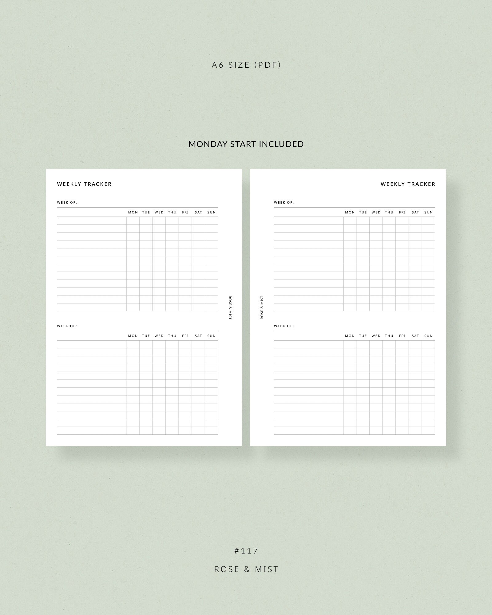 Weekly Tracker A6 Planner Printable Weekly Task Tracker - Etsy