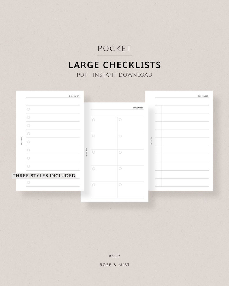 Large Checklists Pocket Printable Planner to Do List - Etsy