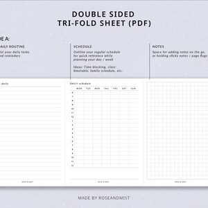 Routine Planner Reference Tri-fold | Planner Printable - Daily Routine ...