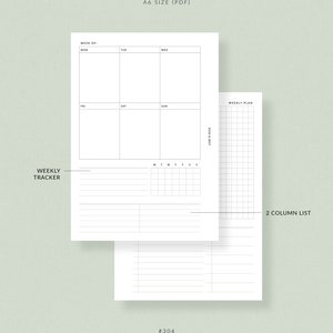 Weekly Planner WO2P + Habit Tracker | A6 Printable Planner - A6 Planner ...