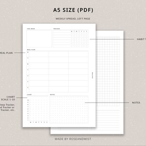 Weekly Planner + Meal Planner WO2P | A5 Planner Printable - Habit ...