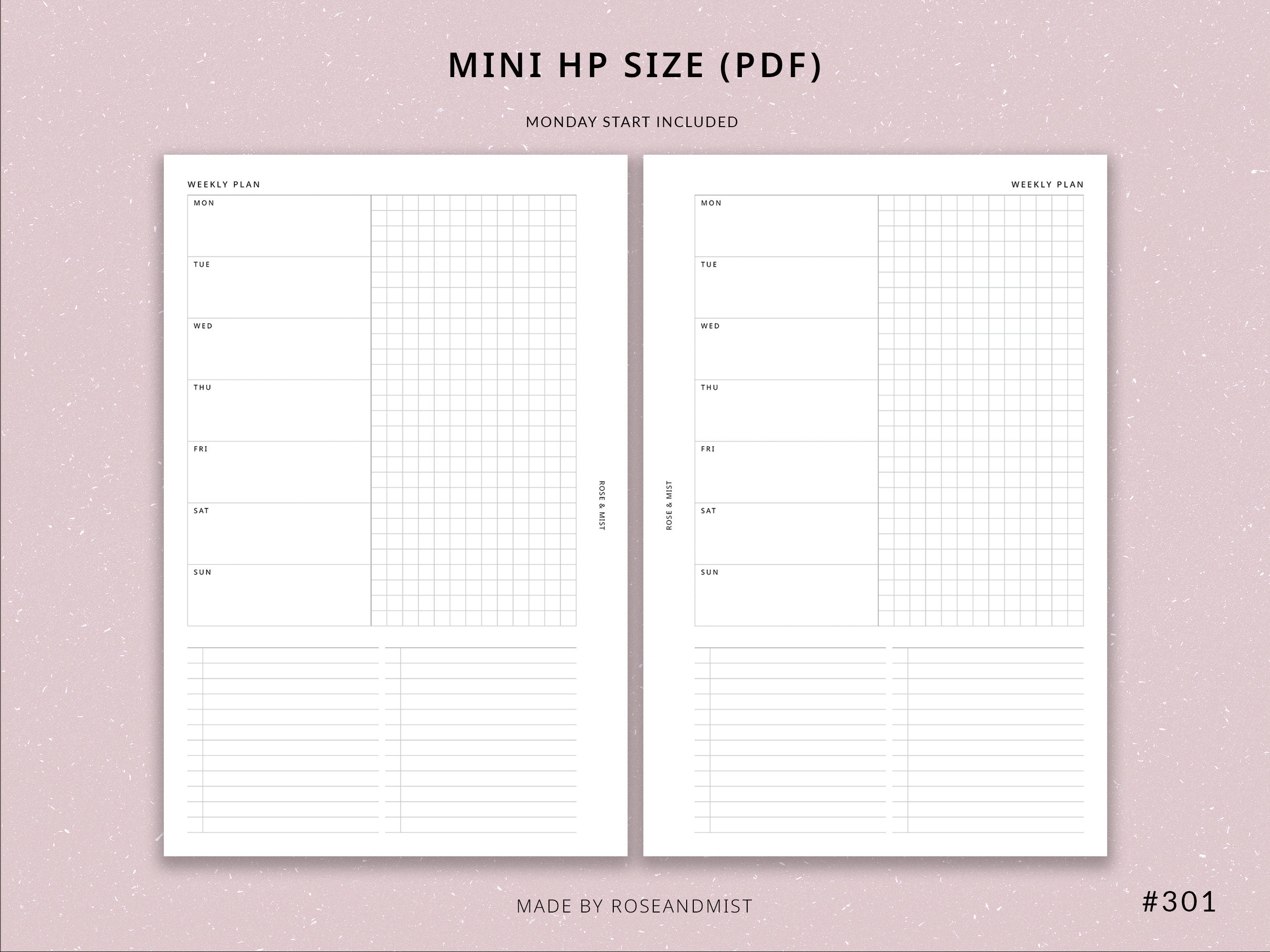 Undated Weekly Planner WO1P Mini HP Printable Planner Weekly Agenda ...