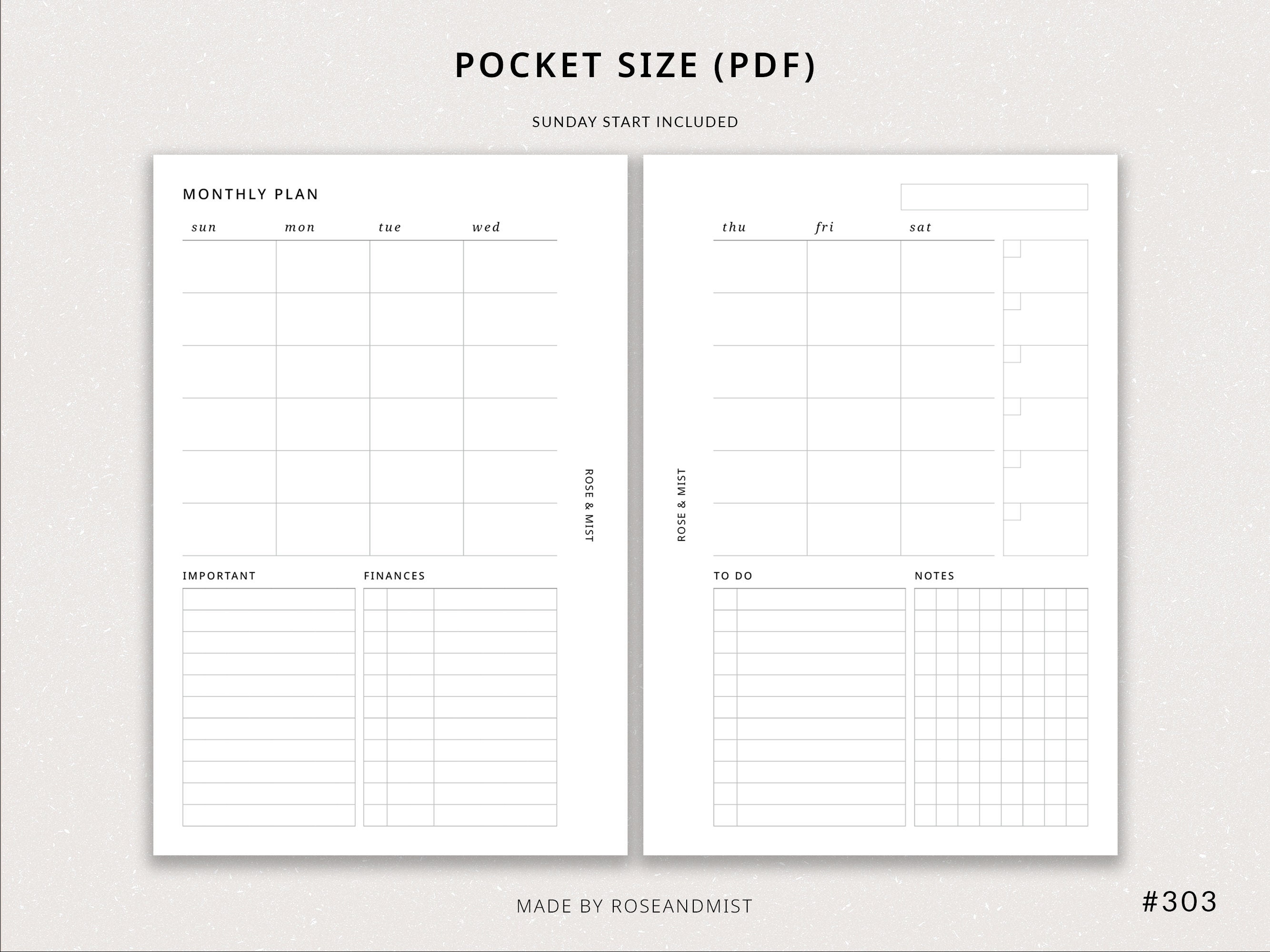 Weekly Planner WO2P | Pocket Printable Planner - Pocket Weekly Insert ...