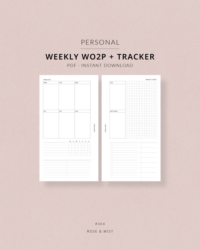 Weekly Planner WO2P + Tracker | Personal Printable Planner - Personal ...