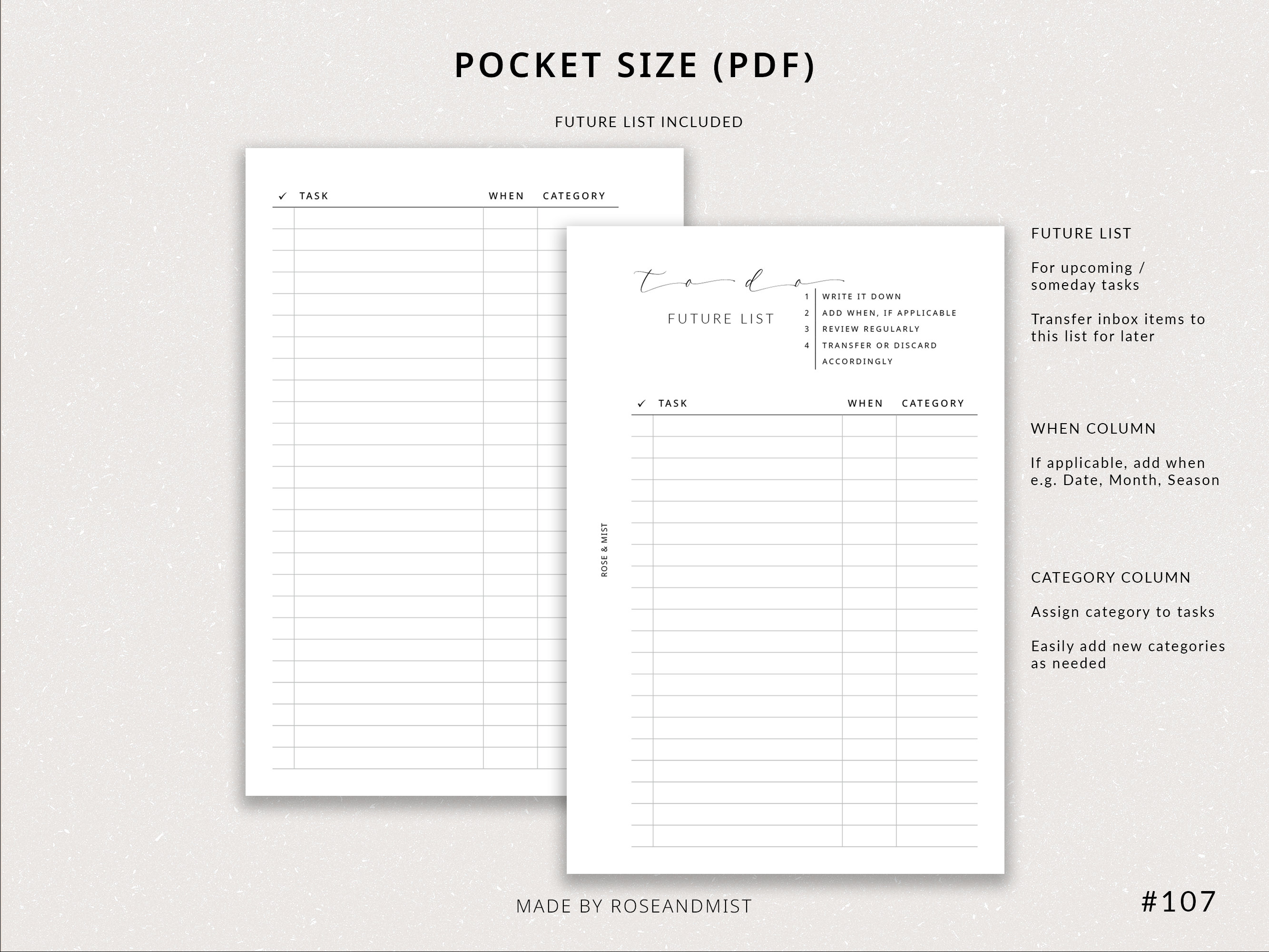 Planner Inbox Notebook Monthly Inbox Bundle | Pocket Printable Planner - Inbox Checklist ...