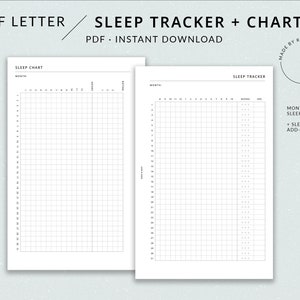 Sleep Tracker + Sleep Chart | Half Letter Printable Planner - Sleep log, Sleep graph, Half Letter inserts, Wellness planner, Sleep trend