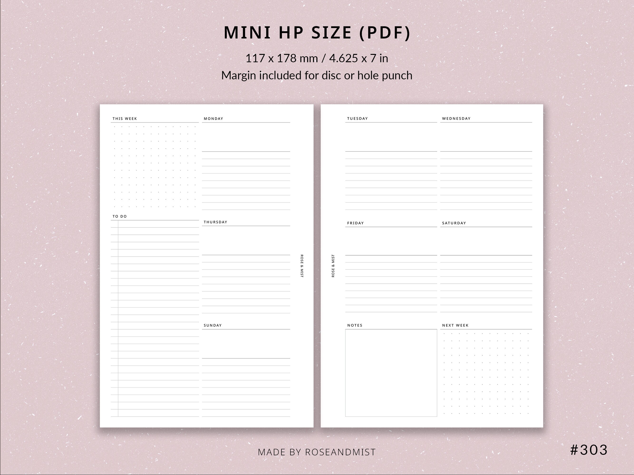 Weekly Planner WO2P | Mini HP Printable Planner - Mini Happy Planner ...