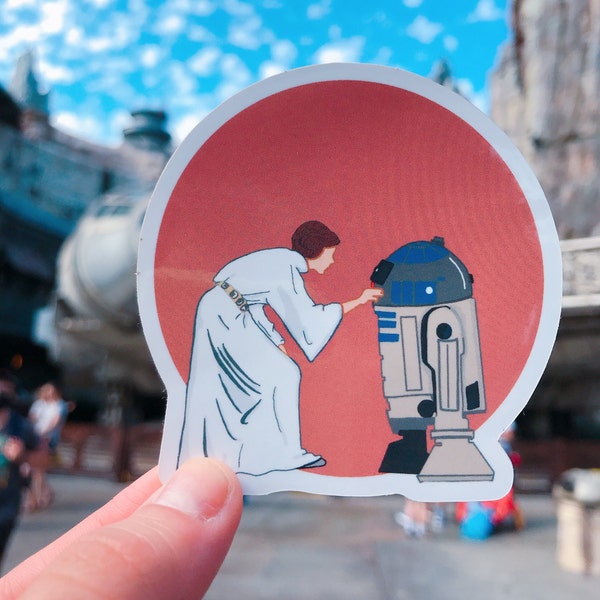 Vinyl sticker Only hope Star Wars sticker Princess Leia and R2-D2/ waterproof sticker