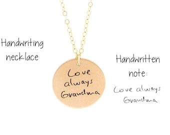 Personalized Actual Handwriting Jewelry - Custom Engraved Necklace - Memorial & Loss Gift - Mothers Day Gift - Wedding Present