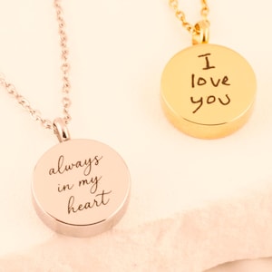 Personalized Handwriting Urn Necklace | Custom Memorial Keepsake | Engraved Cremation Jewelry | Ash Holder | Handwriting Jewelry | Gift