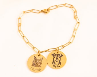 Souvenir commémoratif d'animal de compagnie Bracelet à breloques commémoratif pour chien personnalisé, portrait d'animal de compagnie à partir d'une photo, bracelet de chat, cadeau de perte d'animal de compagnie, souvenir commémoratif d'animal de compagnie