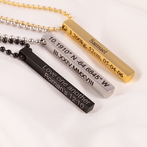 Collar grabado para hombre - collar de latitud y longitud - regalos personalizados para esposo - regalo de cumpleaños para novio - regalo de Navidad para papá