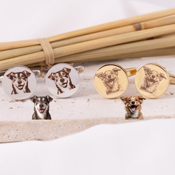 Custom Pet Portrait Dog Cufflinks -  Pet Loss Gift for Mom - Dog Mom Memorial - Pet Jewelry - Unique Pet Gift - custom pet necklace