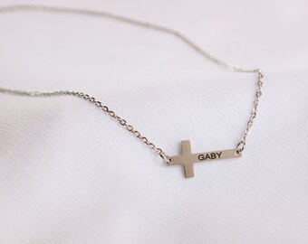 Dainty Cross Charm Necklace, Personalized cross, religious gifts women, Small Cross Necklace