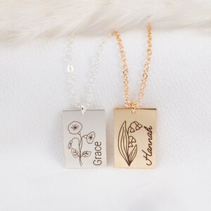 Custom birth month flower, name necklace, Bridesmaid present, best friend birthday gift, Gold filled, Sterling Silver, Mom gift, Mothers day