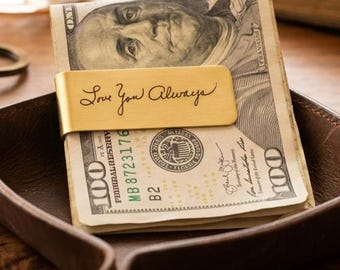 Personalized Money Clip Engraved with Actual Handwriting, Custom Groomsmen Gift, Memorial Keepsake for Him, Husband Dad Anniversary Gift