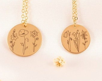 birthflower gift-for Best friends - Birth flower necklace - Mothers day Present - girlfriend gift - Christmas present - bff birth month V2