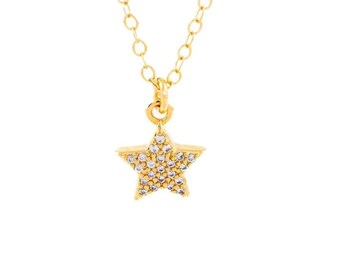 Star Necklace Gold - 14K gold filled star - Cz star necklace - gift for daughter - brilliant stars - g necklace star - goddaughter gifts