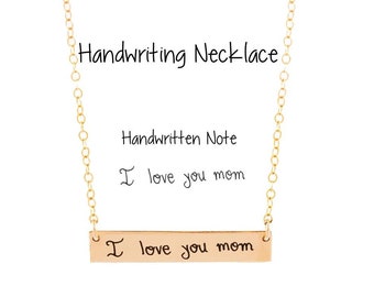 Handwriting Necklace,  Personalized Bar Necklace, Handwriting Jewelry,  hand writing memorial necklace, handwriting gifts, Christmas Present