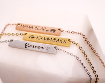 Collar de oso mama personalizado, collar de nombre de niño, regalo del día de la madre de la hija, collar de nombre