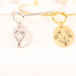 Custom Birth Flower Bouquet Bracelet, Personalized flower Jewelry For Women, Gift For Her, Handmade Floral Bracelet, Birthday Or Anniversary